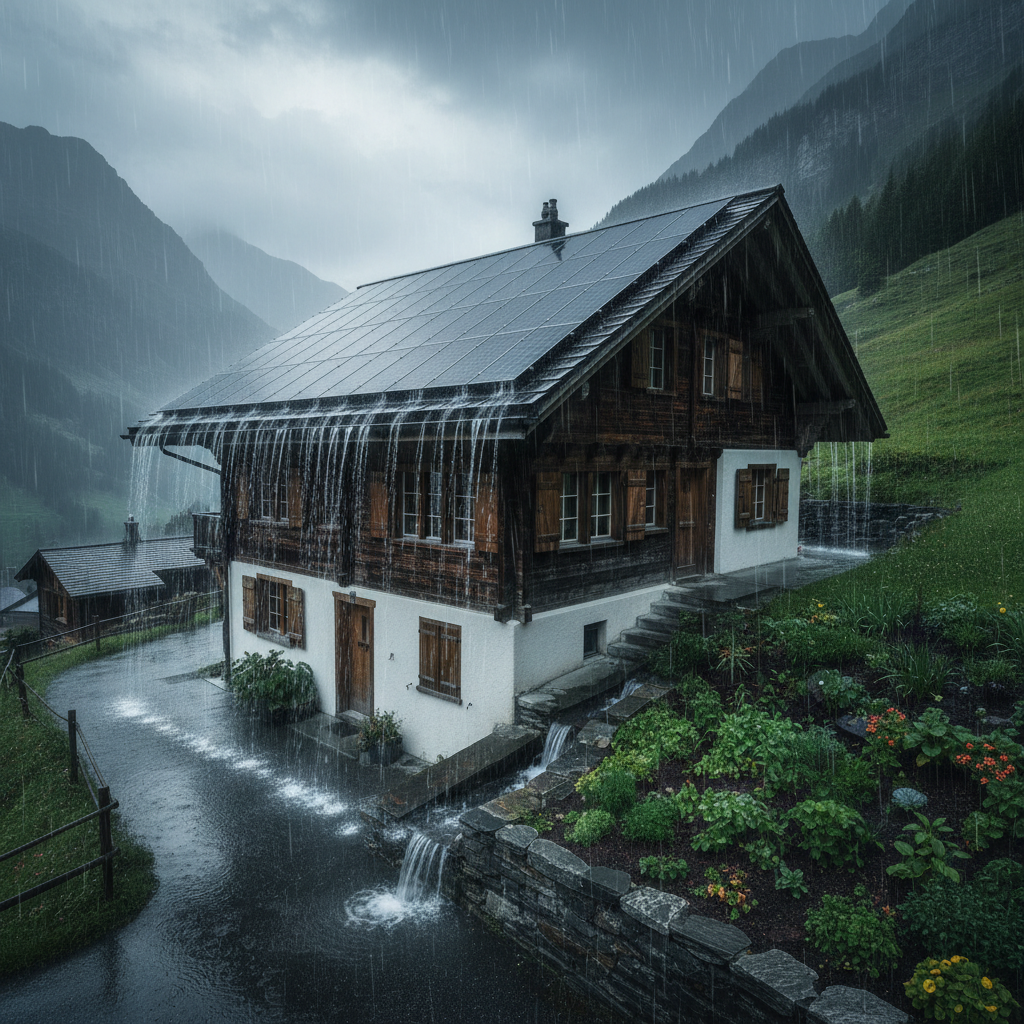 Solarpanels auf Einfamilienhaus in der Schweiz